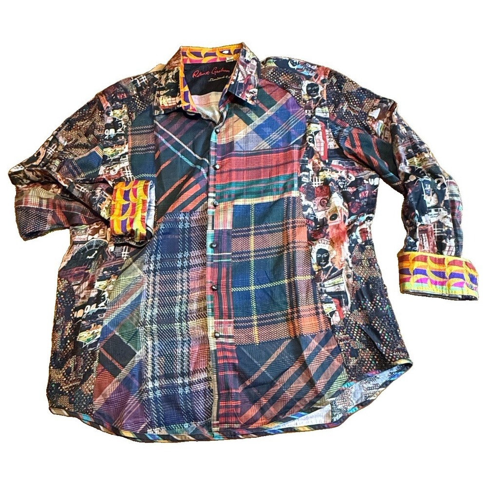 Robert Graham LIMITED‎ EDITION XXL Patchwork RARE 23/226 London Queen Flip Cuff